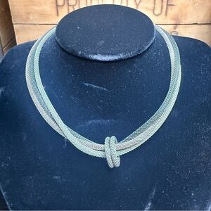 Erica Zap 3-Strand Liquid Mesh Toggle Choker Necklace - Silver Tone Rhodium